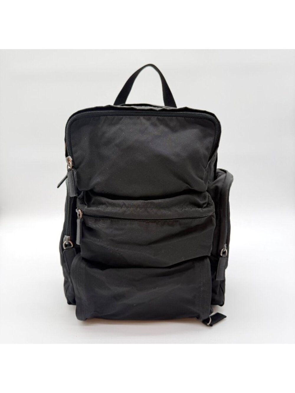 Prada Large Backpack Triangle Logo Nylon Black